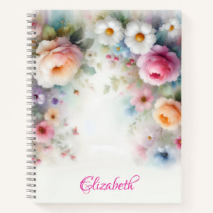 Kleurrijk Waterverf Aquarel Bloemen Cute Sjabloon Notitieboek