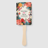 Kleurrijk Waterverf Bloem Feest Bruiloftsprogramma Handwaaier (Voorkant)