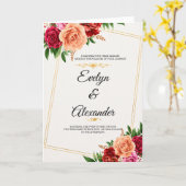 Kleurrijk Waterverf Bloem Goud Frame Bruiloft  Kaart (Gele Bloem)