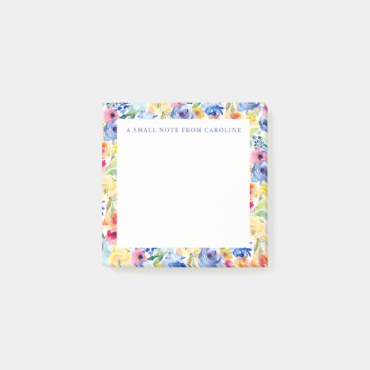 Kleurrijk Waterverf Bloemend Notitieblokje Post-it® Notes (Voorkant)
