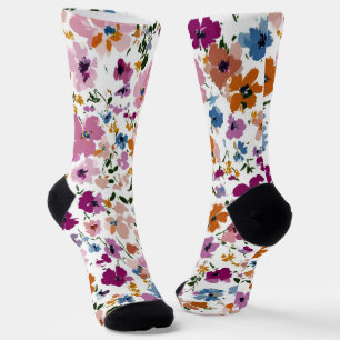 Kleurrijk Waterverf Bloemendesign Sokken