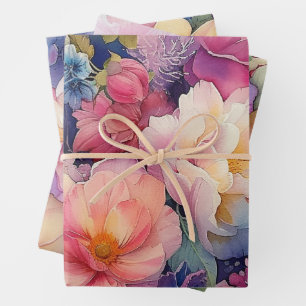 Kleurrijk waterverf bloemig cadeaupapier