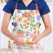 Kleurrijk Waterverf Bloemig Monogram Cadeau Schort
