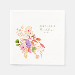 Kleurrijk Waterverf Bloemige Bruids Brunch Borrel Servet