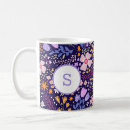 Kleurrijk Waterverf Bloemmotief Lente Monogram Koffiemok
