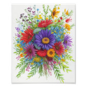 Kleurrijk Waterverf Boeket van Bloemen Foto Afdruk (Voorkant)