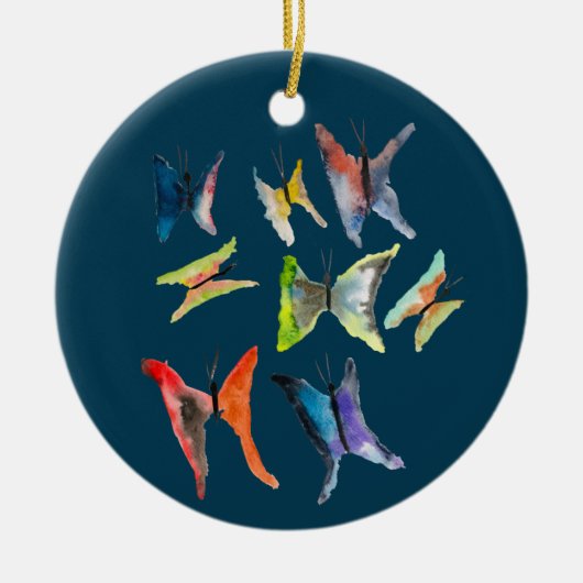 Kleurrijk waterverf butterflies keramisch ornament (Voorkant)