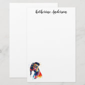 Kleurrijk Waterverf Dachshund Briefpapier (Voorkant / Achterkant)