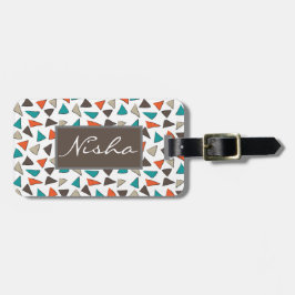 Kleurrijk Waterverf Driehoek Patroon Monogram Bagagelabel
