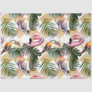 Kleurrijk Waterverf Flamingo Serie Ontwerp 8 Tissuepapier