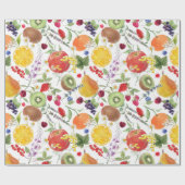 Kleurrijk Waterverf Fruit- en baardpatroon Cadeaupapier (Vlak)