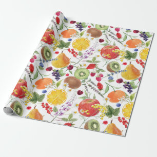 Kleurrijk Waterverf Fruit- en baardpatroon Cadeaupapier