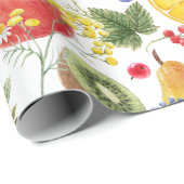 Kleurrijk Waterverf Fruit- en baardpatroon Cadeaupapier (Rol Hoek)