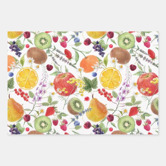 Kleurrijk Waterverf Fruit- en baardpatroon Inpakpapier Vel (Voorkant)