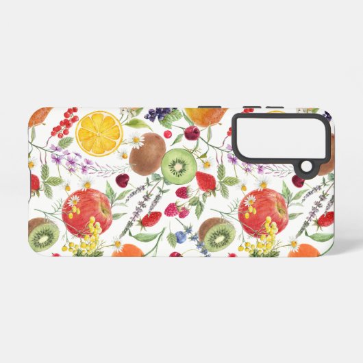 Kleurrijk Waterverf Fruit- en baardpatroon Samsung Galaxy Hoesje (Achterkant horizontaal)