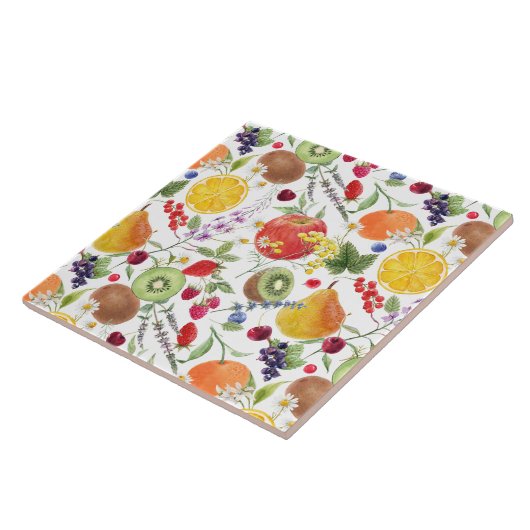 Kleurrijk Waterverf Fruit- en baardpatroon Tegeltje (Zijkant)