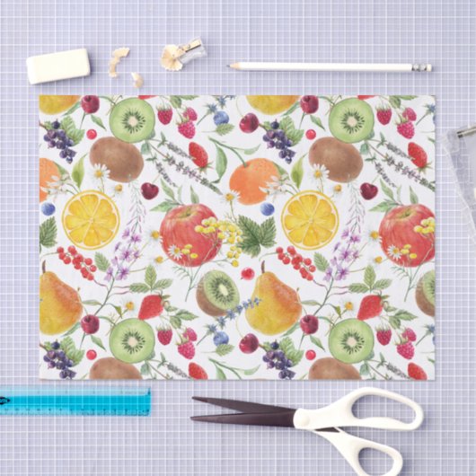 Kleurrijk Waterverf Fruit- en baardpatroon Tissuepapier (Craft)