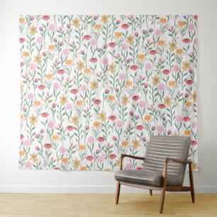 Kleurrijk Waterverf Ontwerp van Wilde Bloemen Wandkleed