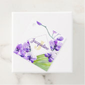 Kleurrijk waterverf-orchideeontwerp met monogram bedankjes labels (In situ)