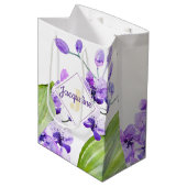 Kleurrijk waterverf-orchideeontwerp met monogram medium cadeauzakje (Voorkant Gekanteld)