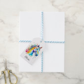 Kleurrijk waterverf paardenhoofd ontwerp cadeaulabel (Met Touw)