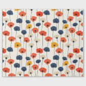 Kleurrijk waterverf papaver patroon cadeaupapier (Vlak)