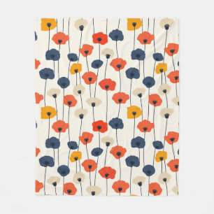 Kleurrijk waterverf papaver patroon fleece deken