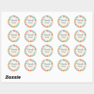 Kleurrijk Waterverf Pastel Bloemmotief Ronde Sticker