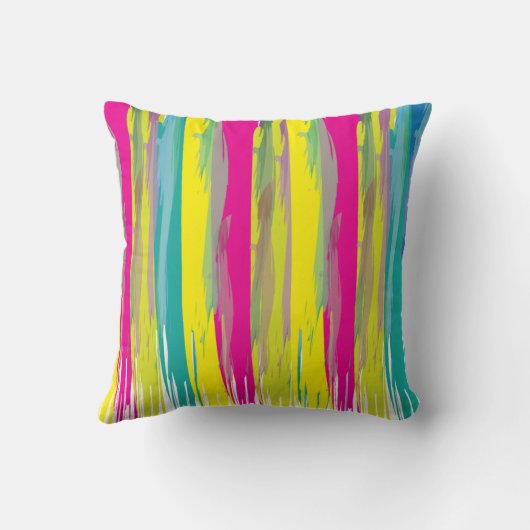 Kleurrijk Waterverf Penseelpatroon Kussen (Achterkant)