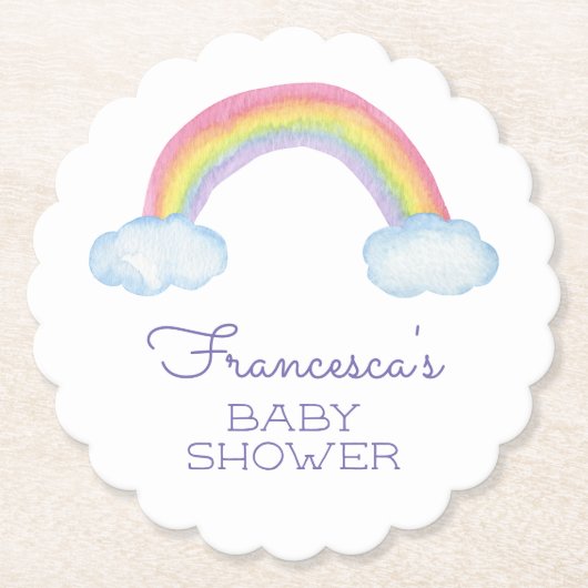 Kleurrijk Waterverf RegenboogBaby shower Kartonnen Onderzetters (Voorkant)