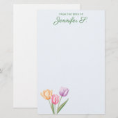 Kleurrijk Waterverf Tulp Boeket Met Aangepaste Tek Briefpapier (Voorkant / Achterkant)