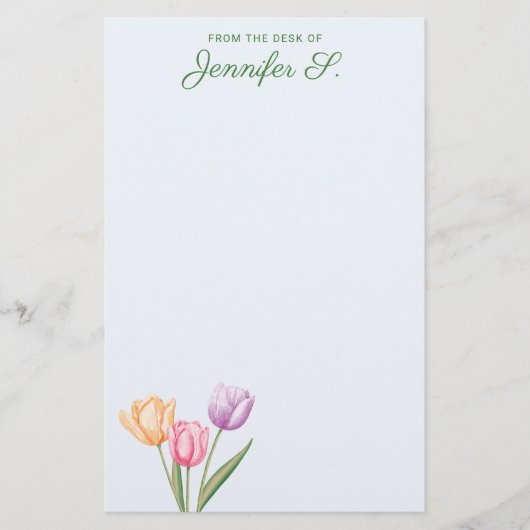Kleurrijk Waterverf Tulp Boeket Met Aangepaste Tek Briefpapier (Voorkant)