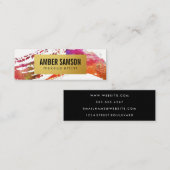 Kleurrijk Waterverf Verf het goudkleurige etiket Mini Visitekaartje (Voorkant / Achterkant)