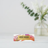 Kleurrijk Waterverf Verf het goudkleurige etiket Mini Visitekaartje (Staand voorkant)