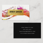 Kleurrijk Waterverf Verf het goudkleurige etiket Visitekaartje (Voorkant / Achterkant)