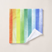 Kleurrijk Waterverf Verticaal regenboogpatroon | Bad Handdoek (Wasdoekje)