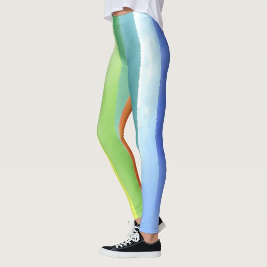 Kleurrijk Waterverf Verticaal regenboogpatroon | Leggings (Links)