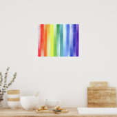 Kleurrijk Waterverf Verticaal regenboogpatroon | Poster (Keuken)
