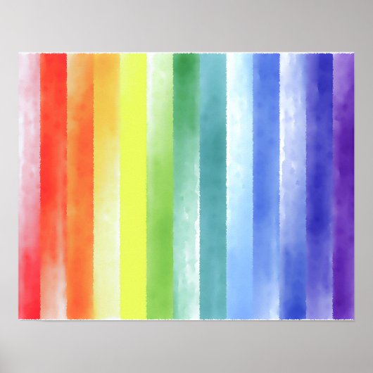 Kleurrijk Waterverf Verticaal regenboogpatroon | Poster (Voorkant)