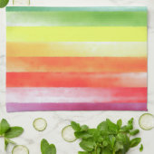 Kleurrijk Waterverf Verticaal regenboogpatroon | Theedoek (Gevouwen)