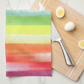 Kleurrijk Waterverf Verticaal regenboogpatroon | Theedoek (Quarter Fold)