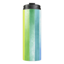 Kleurrijk Waterverf Verticaal regenboogpatroon | Thermosbeker