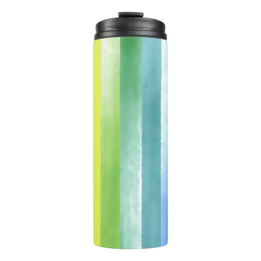 Kleurrijk Waterverf Verticaal regenboogpatroon | Thermosbeker (Voorkant)