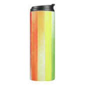 Kleurrijk Waterverf Verticaal regenboogpatroon | Thermosbeker (Gedraaid links)