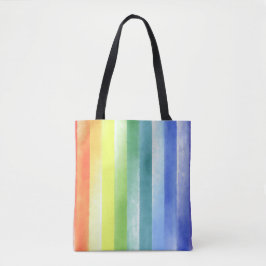 Kleurrijk Waterverf Verticaal regenboogpatroon | Tote Bag