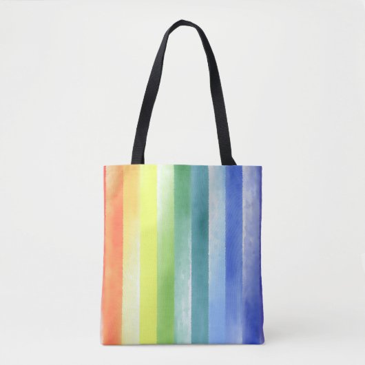 Kleurrijk Waterverf Verticaal regenboogpatroon | Tote Bag (Voorkant)