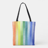 Kleurrijk Waterverf Verticaal regenboogpatroon | Tote Bag (Achterkant)