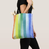 Kleurrijk Waterverf Verticaal regenboogpatroon | Tote Bag (Dichtbij)