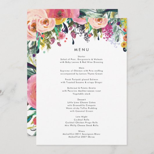 Kleurrijk Waterverf Vloertuinwrijvingsmenu Menu (Voorkant / Achterkant)