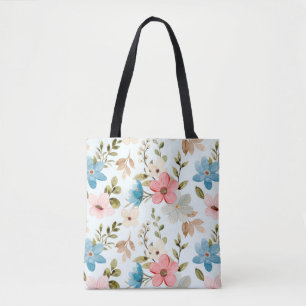 Kleurrijk Waterverf Wildbloemen Patroon Tote Bag